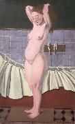 Felix Vallotton Woman combing her hair in the bathroom oil